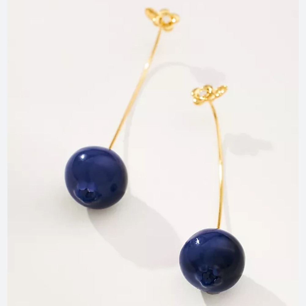 NWT Anthropologie Fruit And Icon Blueberry Drop Earrings